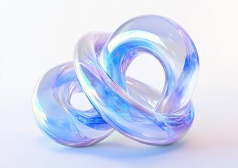 Poster - Abstract iridescent glass sculpture, intertwined loops.
