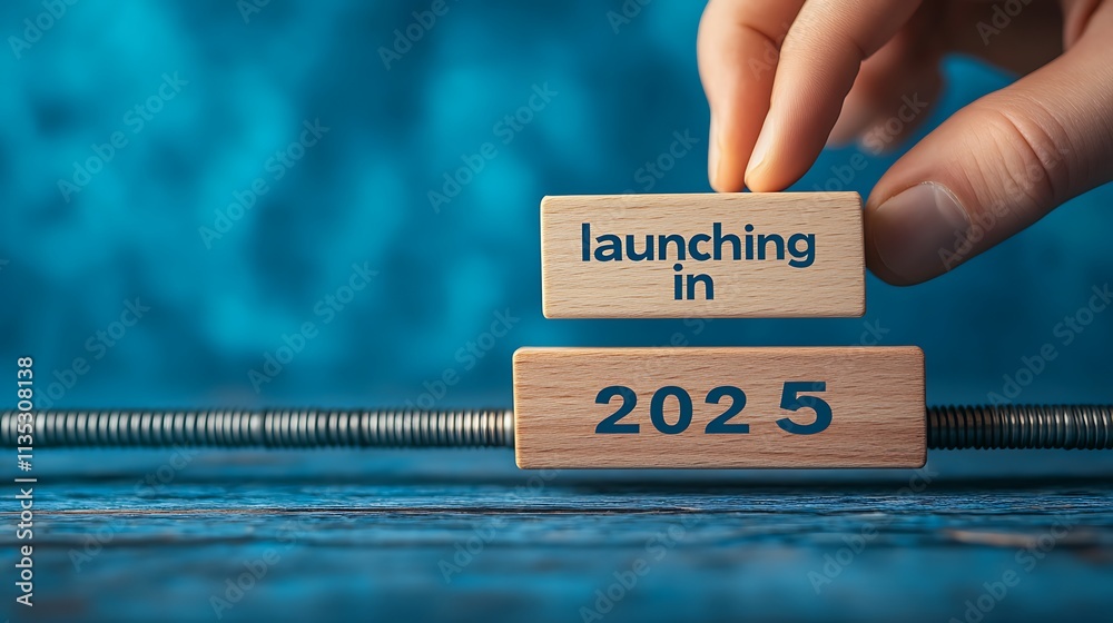 Hand adding a wooden block to a loading bar with 2025 Stock Photo ...