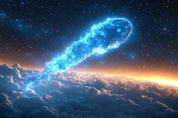 Wall Mural - a luminous comet with a complex nucleus in the depths of space.