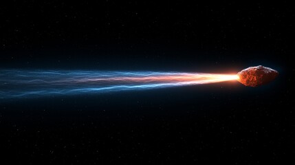 Wall Mural - a stunning sight of a comet blazing across the dark, starry night sky with its luminous tail.