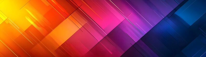 Poster - A vibrant abstract background featuring diagonal lines in shades of orange, pink, purple, and blue, creating a dynamic and energetic atmosphere.