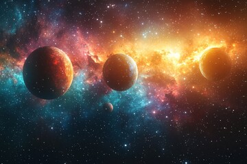 Wall Mural - the planets, stars, and galaxies in outer space reveal the splendor of space exploration.