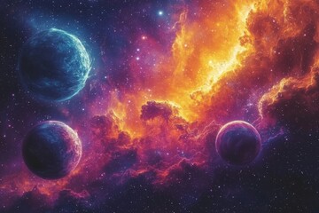 Wall Mural - outer space displays the beauty of space exploration through its planets, stars, and galaxies.