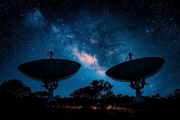 Wall Mural - An Stock image of a radio telescope directed towards the sky.