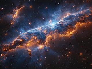 Wall Mural - a colorful space nebula with stars, contrasted against a deep blue cosmic expanse, conceptual creati