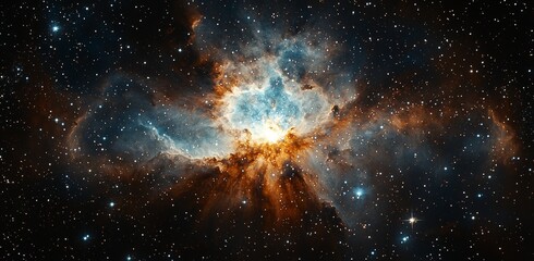 Wall Mural - a backdrop of a blue galaxy adorned with stars and planets in outer space.