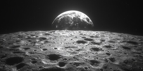 Wall Mural - an intricate view of the moon highlighting its craters and surface features.
