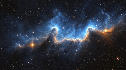 A deep space telescope captures a far-off nebula encircled by luminous stars.