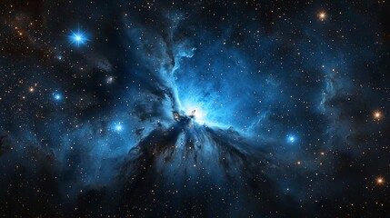 Wall Mural - a telescope designed for deep space observes a remote nebula, highlighted by brilliant stars.