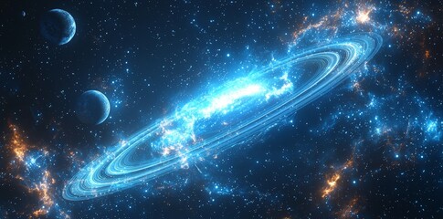 Wall Mural - astronomy-inspired art showcasing exoplanet exploration, nebulae, planetary rings, and celestial bod