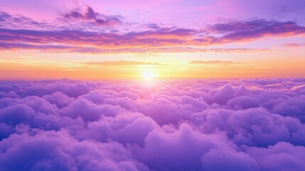 Poster - The sky is filled with clouds and the sun is setting