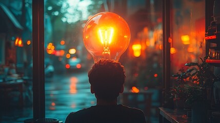 Poster - bright idea sparks in solitary contemplation amid darkness