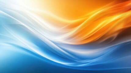 Poster - abstract background with blurred wavy lines in blue and orange colors