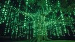© Philipp - Magical Glowing Tree With Green Lights, Night Forest Illumination, Nature And Technology Concept