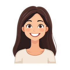 cheerful young woman character in vector with a funny smile