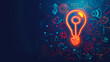 © brave-4K - Neon Lightbulb of Innovation: A glowing red lightbulb against a dark blue background, surrounded by colorful abstract geometric designs and symbols.