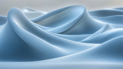 Wall Mural - Abstract blue flowing waves, 3D render.