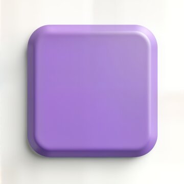 Blank violet square button with rounded corners. Simple app icon. Modern design. Blank button displayed on white background. Versatile UI element. Suitable for mobile apps websites. Clean, minimalist