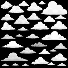 cartoon clouds collection on a black background