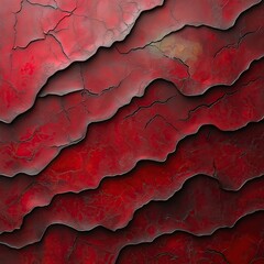 Poster - Textured Abstract Red Background with Layered Patterns