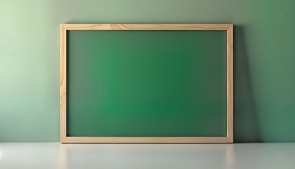 Aufkleber - Empty green board with wooden frame. Blank space for advertising announcements. Modern, simple design. Versatile for various marketing purposes. Suitable for presentation display. Great for creating