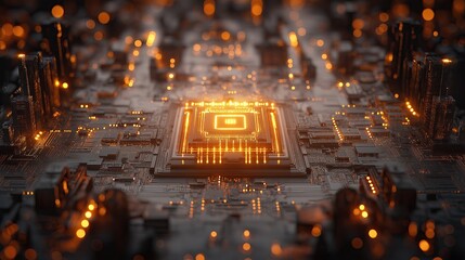 Poster - Advanced Microprocessor Circuit with Glowing Elements