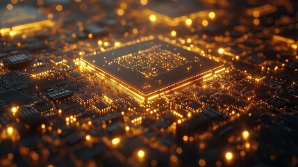 Poster - Advanced Microchip Architecture with Glowing Circuitry