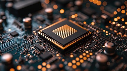 Poster - Advanced Microprocessor on a Circuit Board Close-Up