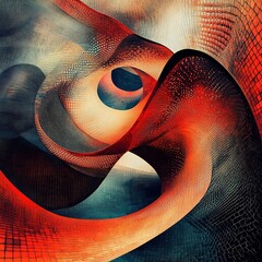 Poster - Dynamic abstract art composition digital realm 3d render vibrant colors conceptual design artistic expression