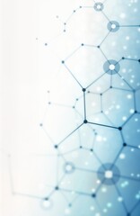 Poster - Abstract tech background shows interconnected hexagon pattern. Lines, dots create network structure. Futuristic style suggests innovation, connectivity. Modern design ideal for presentation banner.