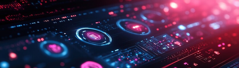 Poster - Innovative technology interface design digital workspace visual content futuristic environment close-up view data visualization concept