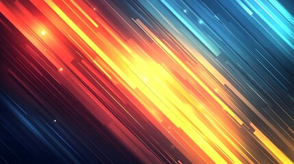 Poster - An abstract digital pattern featuring vibrant blue, orange, and yellow gradients. The dynamic lines create a sense of motion and energy, perfect for backgrounds or tech themes.