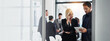 © peopleimages.com - Corporate, business people or meeting with tablet for project finance, negotiation or discussion at conference. Banner, businessman and woman with technology in boardroom for financial online plan