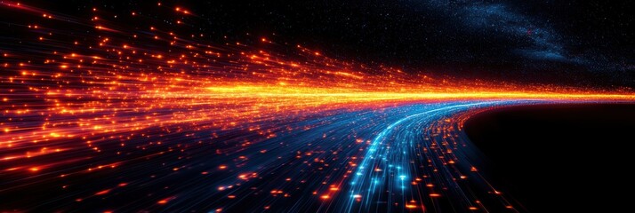 Fototapete - Dynamic lines illustrating data flows in a vibrant digital landscape