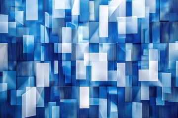 Poster - Geometric abstractions create a calming visual experience in shades of blue and white