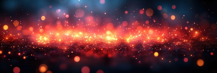 Poster - Glowing red and gold bokeh circles create a mesmerizing backdrop at night
