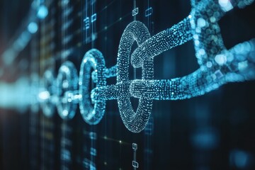 Poster - Pulsating dots represent the connections and advancements in blockchain technology