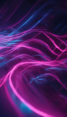 Wall Mural - Abstract futuristic background with pink purple and blue glowing neon moving high speed wave lines l