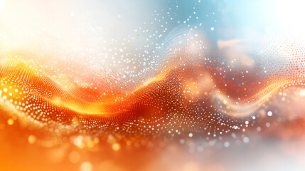 Wall Mural - Abstract Orange and White Particle Wave Background