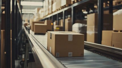 Poster - Automated Robot Arm Handling Cardboard Boxes in Industrial Setting