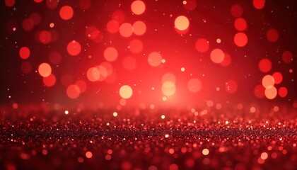 Aufkleber - Red glitter background with abstract bokeh lights. Festive, glamorous. Perfect for Christmas, New Year, Valentine Day. Holiday celebration. Sparkling red lights, festive, sparkling, bright. Great