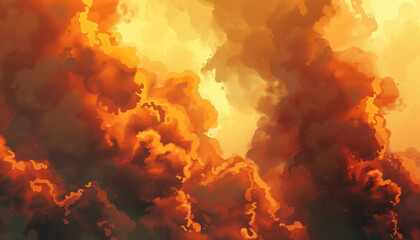 Poster - Abstract Digital Painting of Orange and Brown Clouds