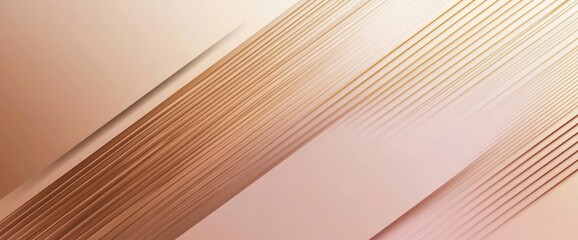 Fototapete - Abstract rose gold lines layered with diagonal stripes, soft light.