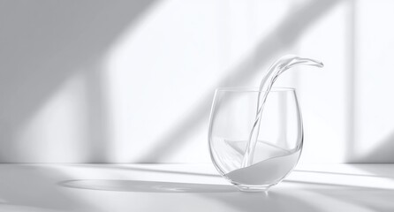 Poster - Liquid pouring into a clear glass with light and shadow.