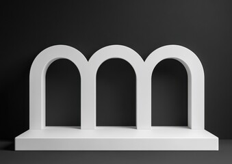 Aufkleber - Three white arches on a platform against black.