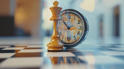 Poster - Chess king with clock.