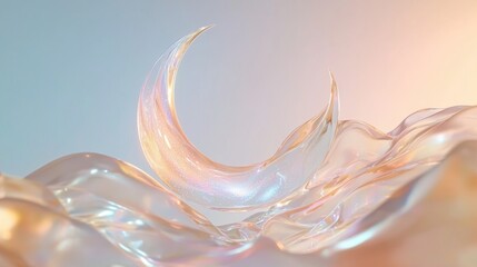 Poster - Dynamic prismatic arcs intertwining over fluid waves abstract art serene environment aesthetic viewpoint modern concept