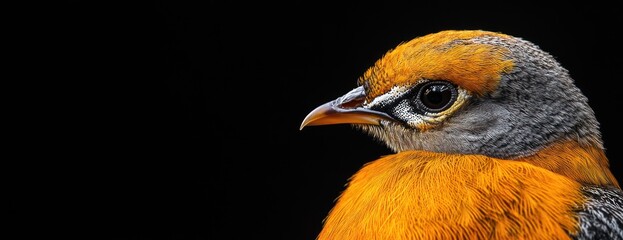 Leinwandbilder - Orange bird profile with a black background.