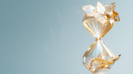 Poster - Dynamic prismatic hourglass displaying time flow abstract art studio setting modern minimalism visual conceptualization