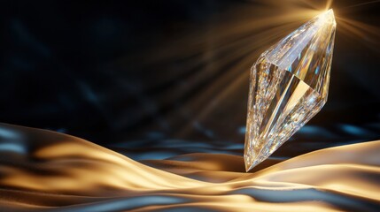 Poster - Vibrant prismatic shard illuminating textured surface in abstract still life composition captured from an artistic perspective